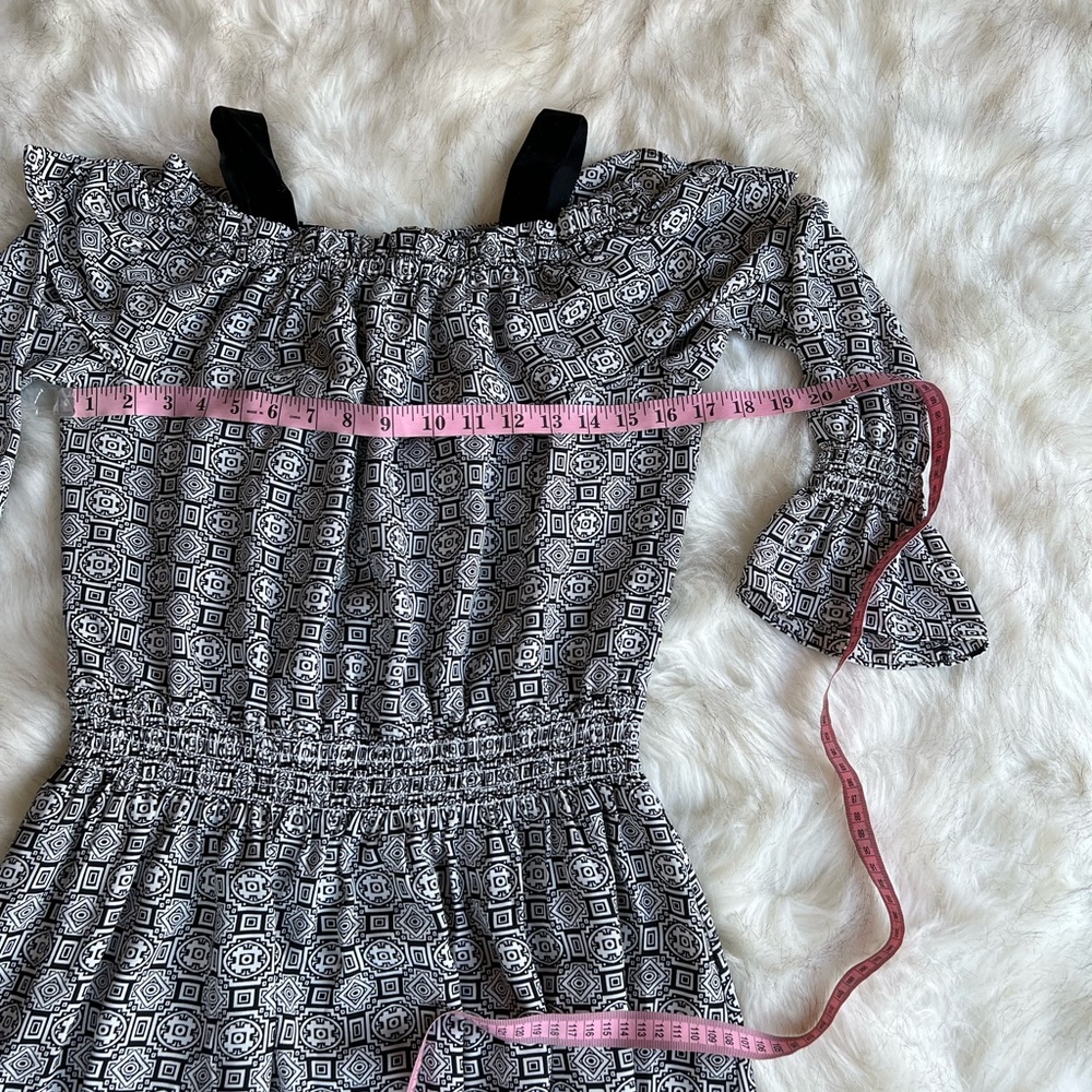 Libby Edelman Black Geometric Print Dress M - Picture 7 of 10